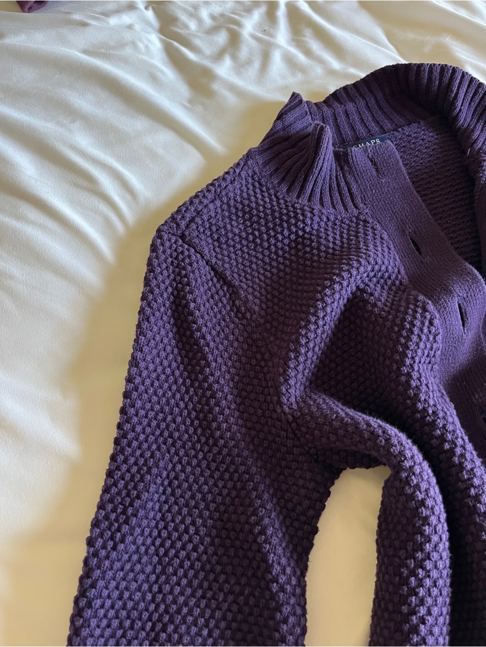Chaps Purple 100% Cotton Chunky Knit Button Up Cardigan Sweater XL - Picture 15 of 16